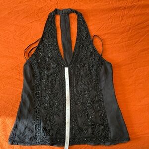 Black Beaded Halter Blouse